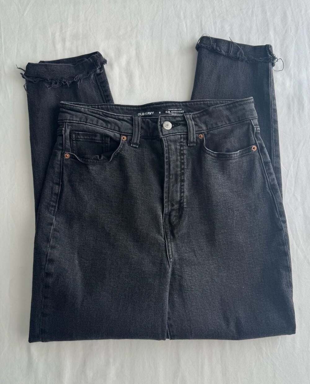 Old Navy O.G. Straight Jeans Size 8 Black Raw Hem